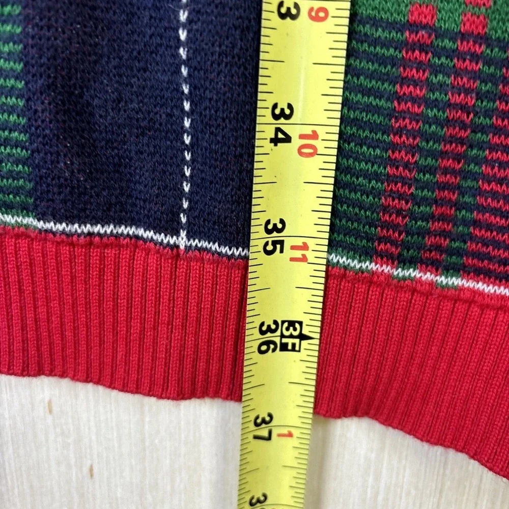 Tommy Hilfiger Womens Sweater‎ Dress Sz S Red Holiday Plaid Short Sleeve Logo